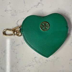 Tory Burch Emerald Heart Saffiano Key Fob Purse